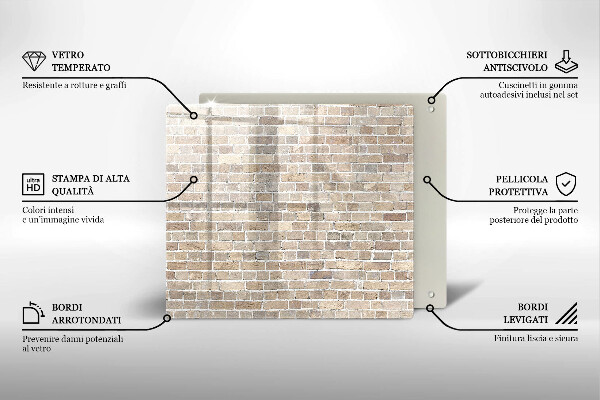 Tűzhelyvédő üveglap Világos téglafal
