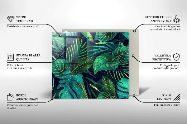 Tűzhelyvédő üveglap Dzsungel levelek illusztráció