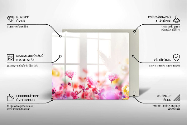 Tűzhelyvédő üveglap Virágos rét