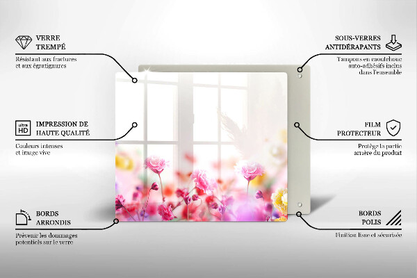 Tűzhelyvédő üveglap Virágos rét