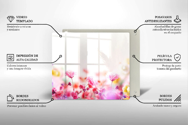 Tűzhelyvédő üveglap Virágos rét