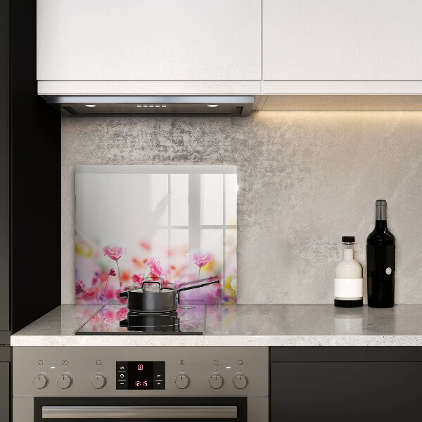 Tűzhelyvédő üveglap Virágos rét