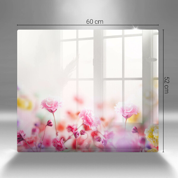 Tűzhelyvédő üveglap Virágos rét