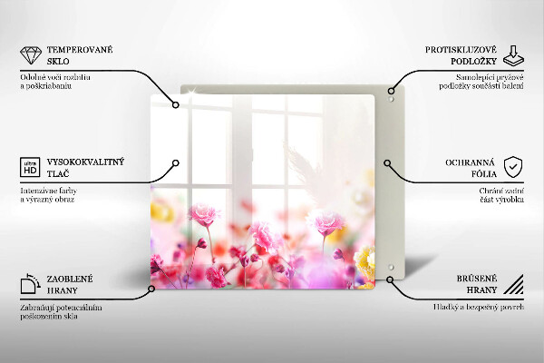 Tűzhelyvédő üveglap Virágos rét