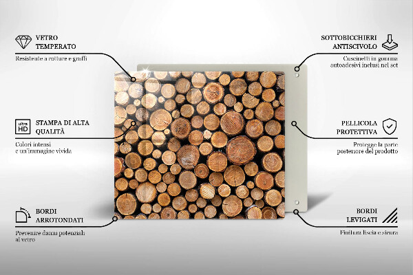 Tűzhelyvédő üveglap Fatörzsek
