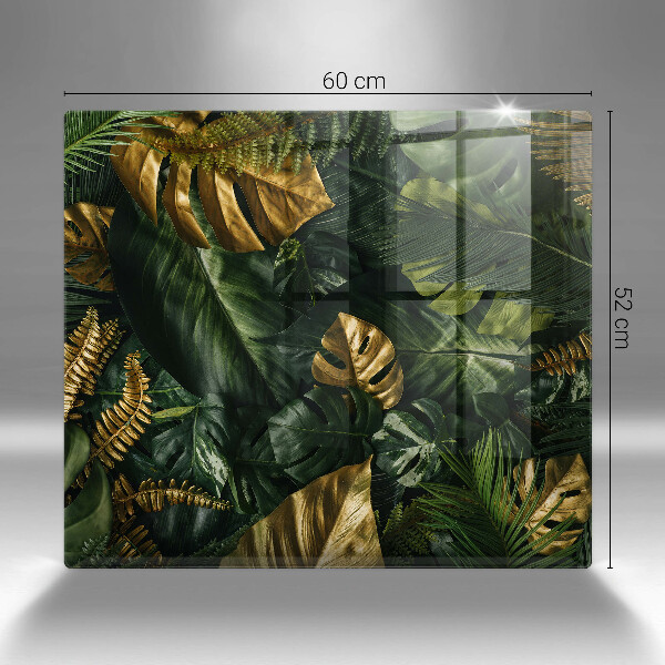 Tűzhelyvédő üveglap Arany monstera levelek