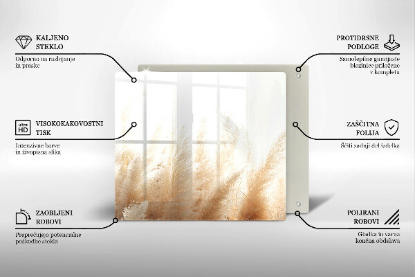 Tűzhelyvédő üveglap Pampa fű