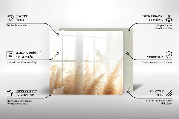 Tűzhelyvédő üveglap Pampa fű