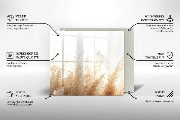 Tűzhelyvédő üveglap Pampa fű