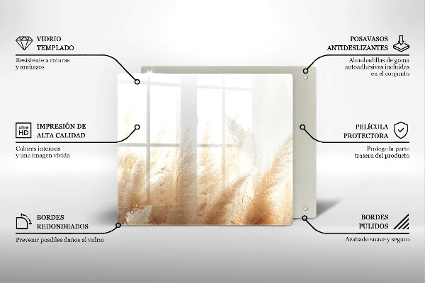 Tűzhelyvédő üveglap Pampa fű