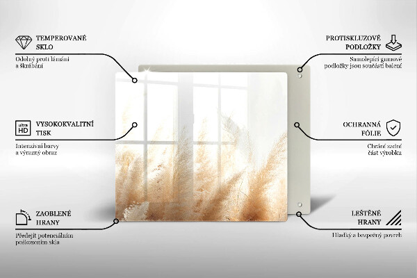 Tűzhelyvédő üveglap Pampa fű