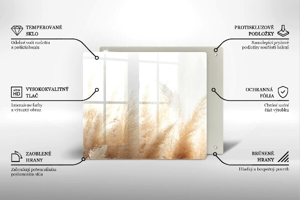 Tűzhelyvédő üveglap Pampa fű