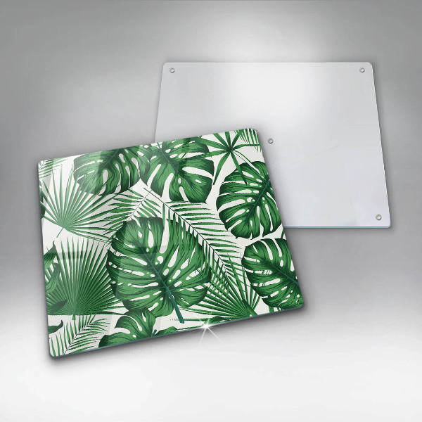 Tűzhelyvédő üveglap Monstera levelek