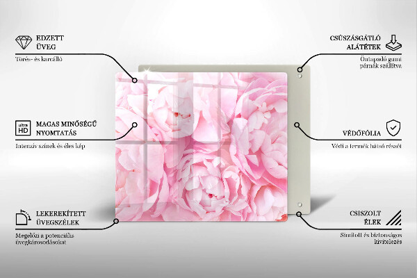 Tűzhelyvédő üveglap Finom bazsarózsa