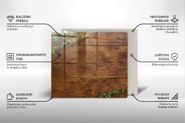 Tűzhelyvédő üveglap Fa táblák és levelek