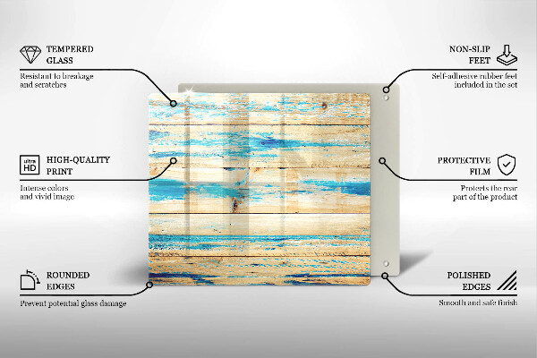 Tűzhelyvédő üveglap Retro fa táblák