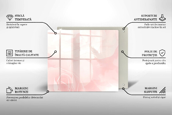 Tűzhelyvédő üveglap Pasztell rózsák háttér