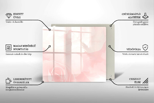 Tűzhelyvédő üveglap Pasztell rózsák háttér