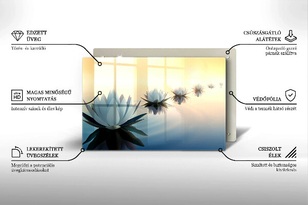 Tűzhelyvédő üveglap Liliom virágok a vízen