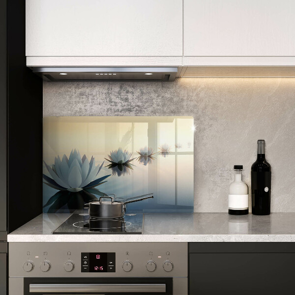 Tűzhelyvédő üveglap Liliom virágok a vízen