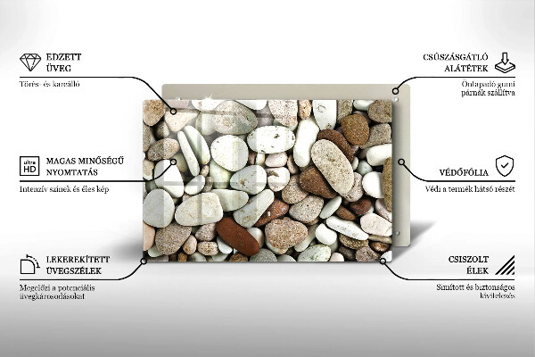 Tűzhelyvédő üveglap Kis kövek háttér