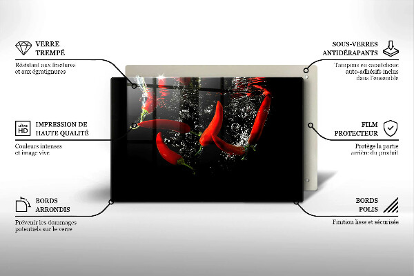 Főzőlap védő üveglap Chili paprika vízben