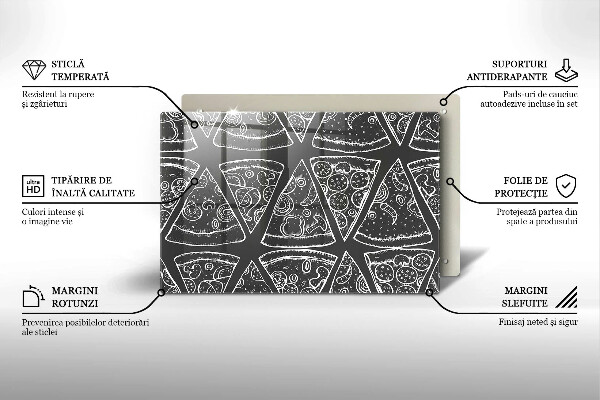 Főzőlap védő üveglap Pizza illusztráció