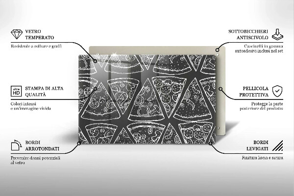 Főzőlap védő üveglap Pizza illusztráció