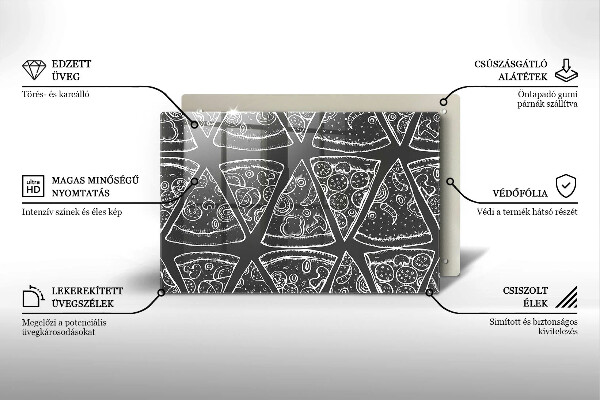 Főzőlap védő üveglap Pizza illusztráció