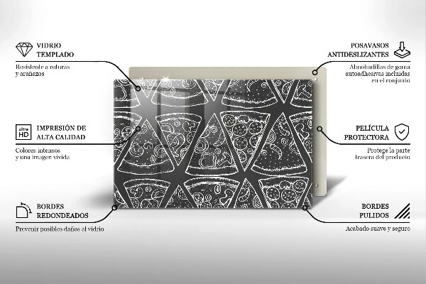 Főzőlap védő üveglap Pizza illusztráció