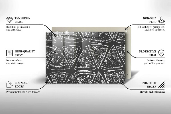 Főzőlap védő üveglap Pizza illusztráció