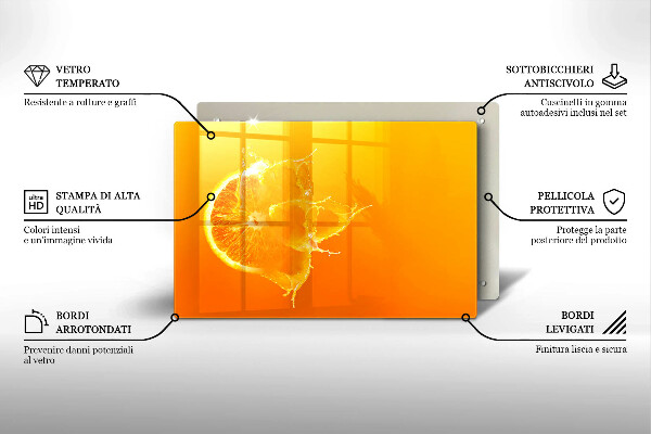 Főzőlap védő üveglap Lédús narancssárga gyümölcs