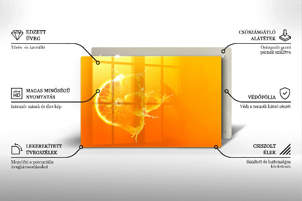 Főzőlap védő üveglap Lédús narancssárga gyümölcs