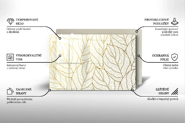 Tűzhelyvédő üveglap Line-art levelek minta
