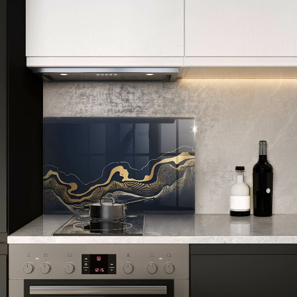 Tűzhelyvédő üveglap Absztrakt arany vonalak