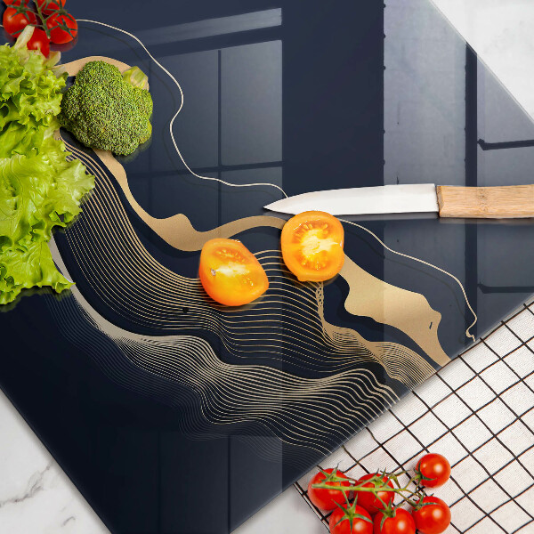 Tűzhelyvédő üveglap Absztrakt arany vonalak