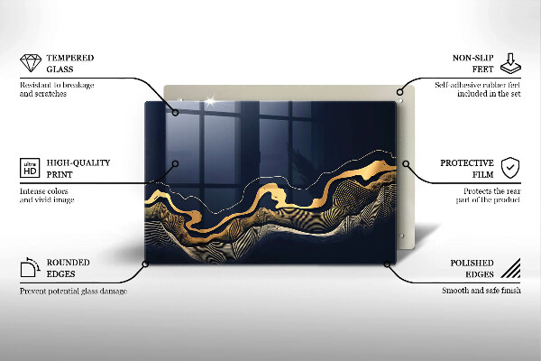 Tűzhelyvédő üveglap Absztrakt arany vonalak