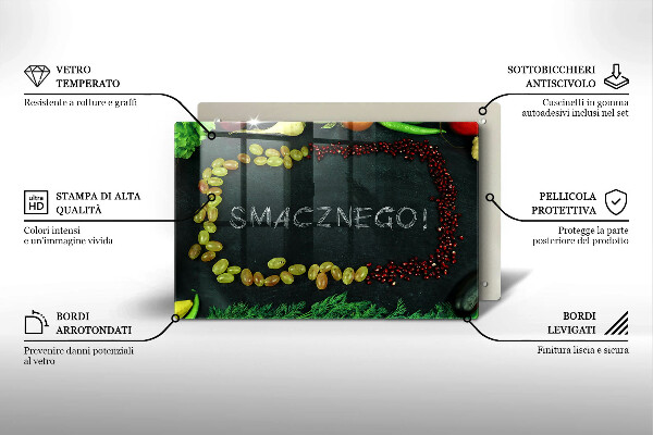 Főzőlap védő üveglap Felirat Smacznego!