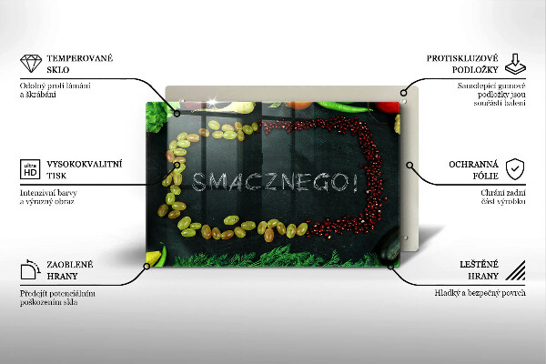 Főzőlap védő üveglap Felirat Smacznego!