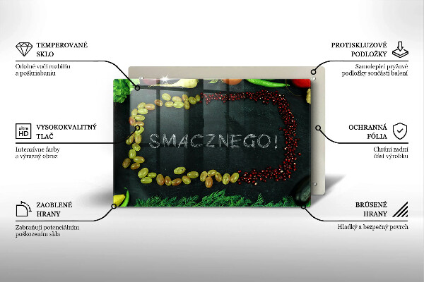Főzőlap védő üveglap Felirat Smacznego!