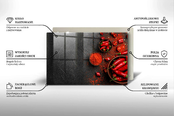 Főzőlap védő üveglap Piros chili paprika