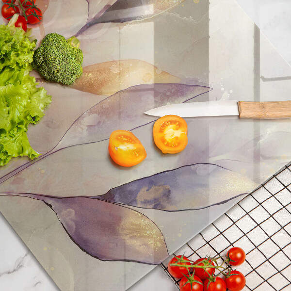 Tűzhelyvédő üveglap Festett boho levelek