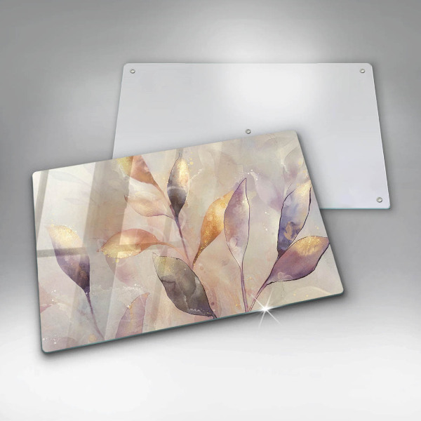 Tűzhelyvédő üveglap Festett boho levelek