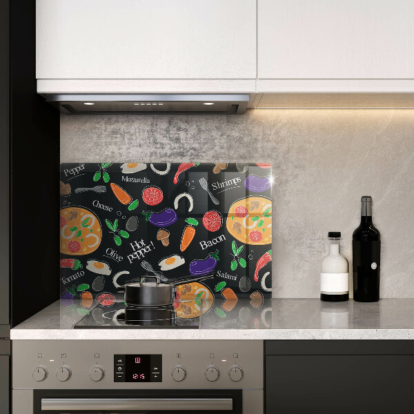 Tűzhelyvédő üveglap Élelmiszer illusztráció