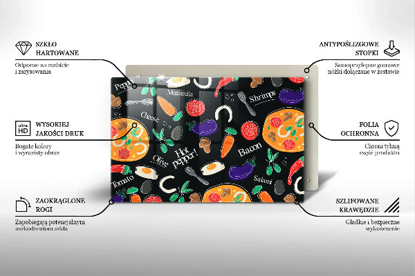 Tűzhelyvédő üveglap Élelmiszer illusztráció