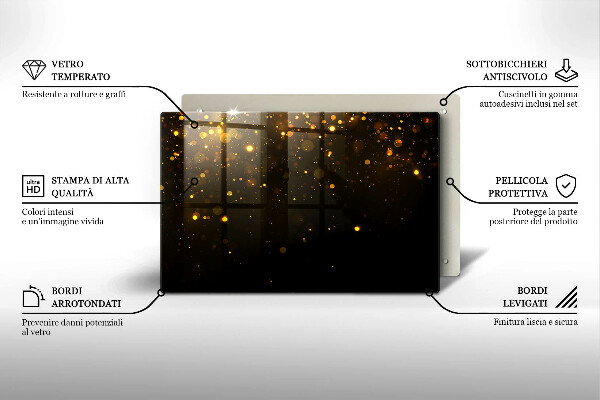 Tűzhelyvédő üveglap Arany csillogás