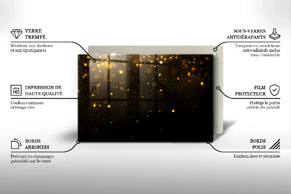 Tűzhelyvédő üveglap Arany csillogás