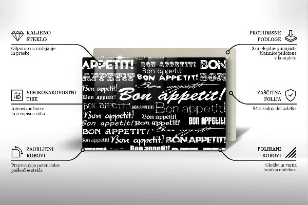 Tűzhelyvédő üveglap Konyhai feliratok Bon appetit