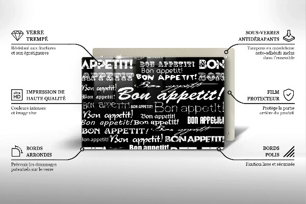 Tűzhelyvédő üveglap Konyhai feliratok Bon appetit
