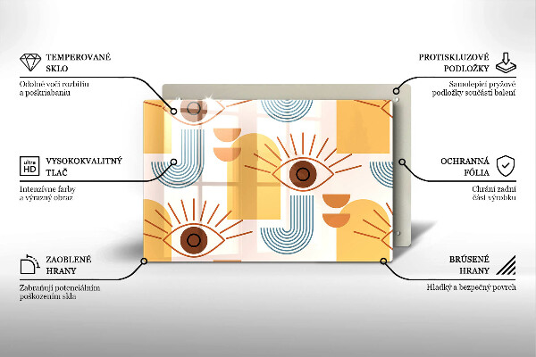 Tűzhelyvédő üveglap Boho szem minta